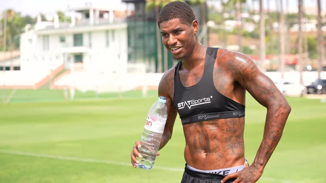 Marcus Rashford training in Marbella.