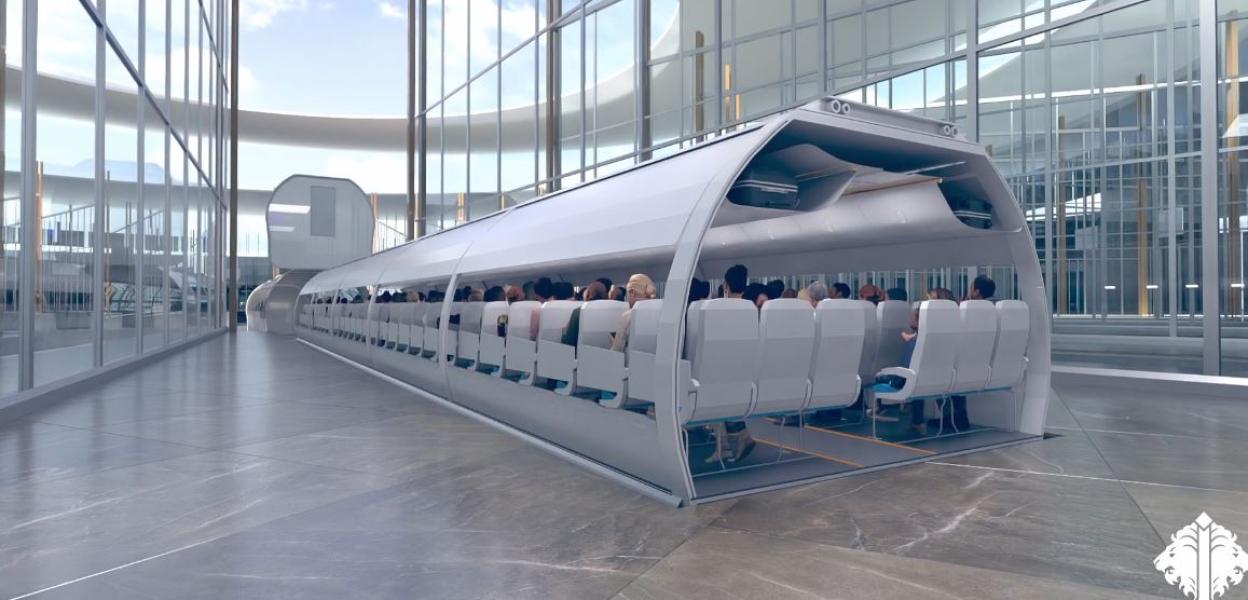 Illustration of an airport passenger pod.