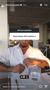 Screenshot of Instagram Q&A: Man denies contact with ex.
