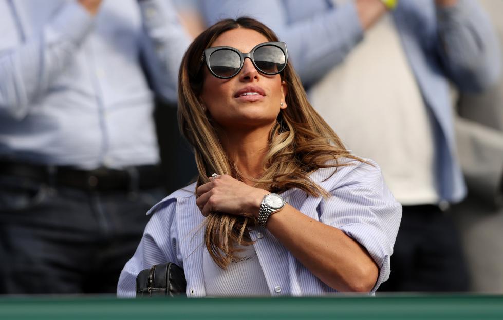 LONDON, ENGLAND - JUNE 30: Aleah, girlfriend of Daniel Evans of Great Britain celebrates after his Second Round Men's Singles match victory against Dusan Lajovic of Serbia during Day Three of The Championships - Wimbledon 2021 at All England Lawn Tennis and Croquet Club on June 30, 2021 in London, England. (Photo by Clive Brunskill/Getty Images)
