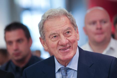 Milan Mandaric, 77-year-old businessman, at a press conference.