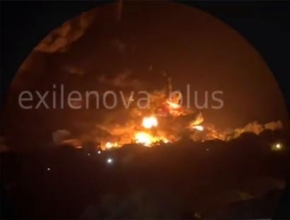 Large fire at an oil depot.