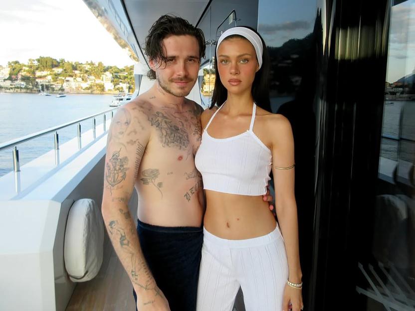 Nicola Peltz and Brooklyn Beckham on a yacht.