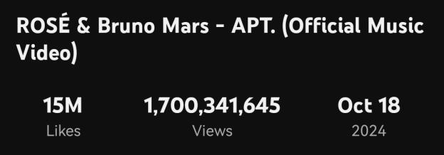 Rosé&#8217;s &#8220;APT.&#8221; Breaks YouTube Record For Fastest MV By Female Artist To Hit 1.7 Billion Views 3