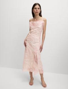 Pink embellished midi dress.