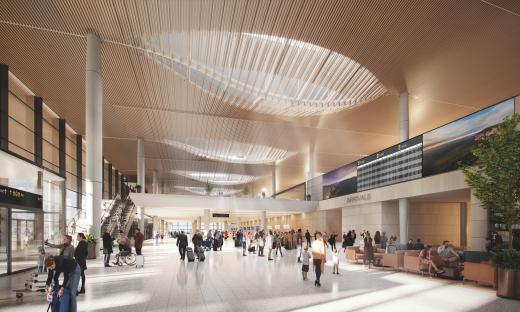 Illustration of Western Sydney Airport's arrivals area.