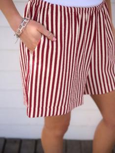 Red and white striped shorts.