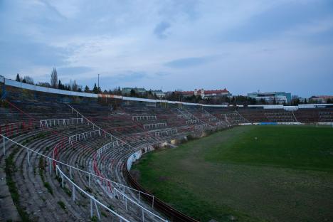 Overgrown abandoned 50,000-seat stadium.