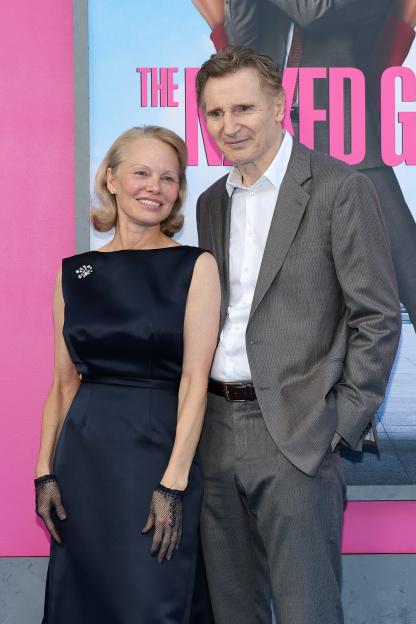 Pamela Anderson and Liam Neeson at the premiere of