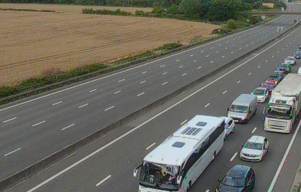 M25 Junction 6 Godstone closure; traffic jam.
