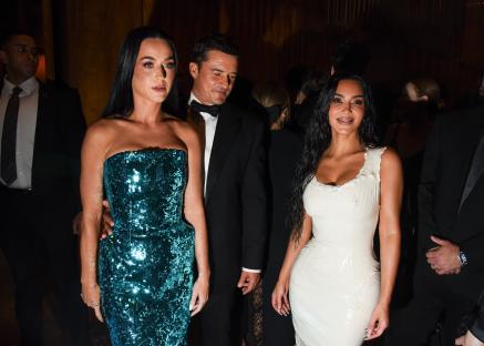 Katy Perry, Orlando Bloom, and Kim Kardashian at a New York Fashion Week event.