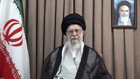 Portrait of Iranian Supreme Leader Ali Khamenei.