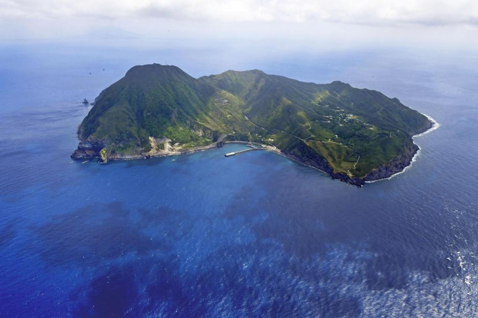 Aerial view of Akuseki Island, Japan.
