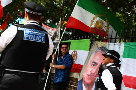 Protest outside the Iranian embassy in London.