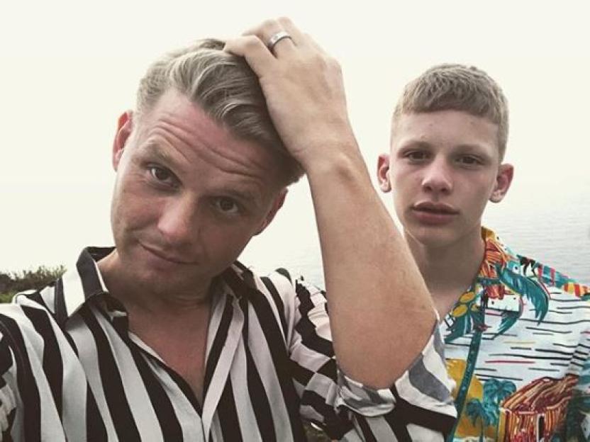 Jeff Brazier poses with lookalike son Freddie on holiday as heartbreaking Jade Goody documentary airs