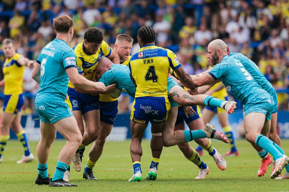 Rugby players in a scrum.