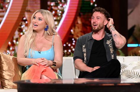 Amy Hart and Sam Thompson on Love Island: Aftersun.