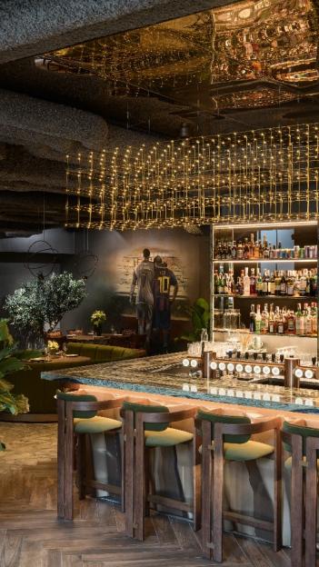 Interior view of Oleksandr Zinchenko's INCH Restaurant.