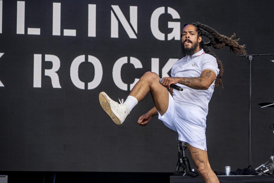 Bob Vylan performing at Glastonbury Festival.