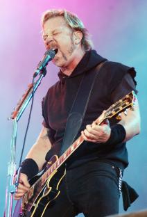 James Hetfield of Metallica performing live on stage.