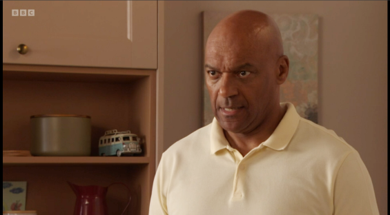George Knight from EastEnders in a tense scene.