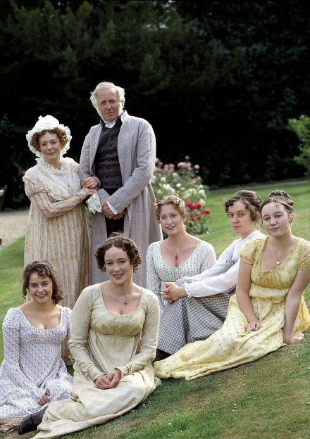 Photo of the Bennet family from the 1995 TV miniseries *Pride and Prejudice*.