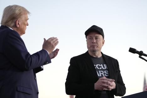 Donald Trump and Elon Musk at a campaign event.