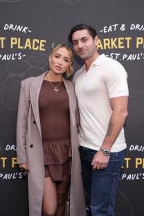 LONDON, ENGLAND - MAY 22: Georgia Harrison and Jack Stacey attend the Market Place Food Hall party to celebrate the launch of its new site in St Paul's, opening 27th May on May 22, 2025 in London, England. (Photo by Ricky Vigil/Getty Images for Market Place Food Hall )