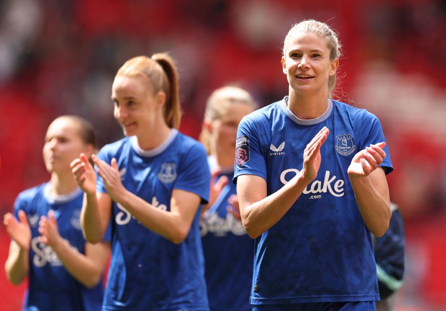 Everton's Justine Vanhaevermaet applauds fans.