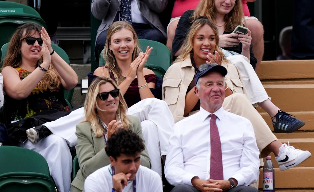 Katie Boulter and her fiancé Alex De Minaur's family and friends watching him play tennis at Wimbledon.