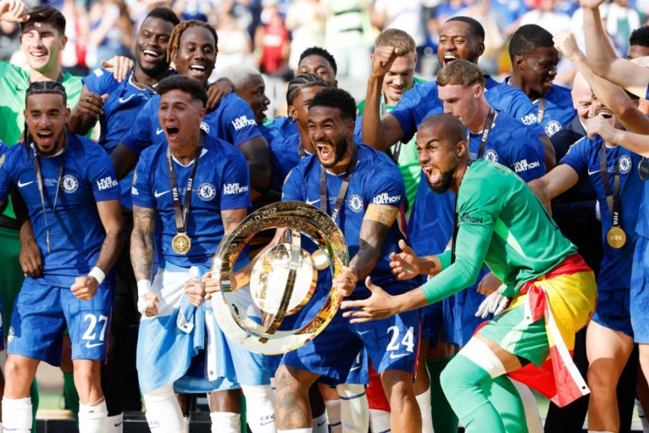 Mandatory Credit: Photo by Jean Catuffe/DPPI/Shutterstock (15398668af) Reece James of Chelsea and teammates celebrate during the trophy ceremony following the FIFA Club World Cup 2025 Final football match between Chelsea FC and Paris Saint-Germain (PSG) on July 13, 2025 at MetLife Stadium in East Rutherford, New Jersey, USA - Photo Jean Catuffe / DPPI FOOTBALL - FIFA CLUB WORLD CUP - FINAL - CHELSEA v PARIS SG, , East Rutherford, Etats-Unis - 13 Jul 2025
