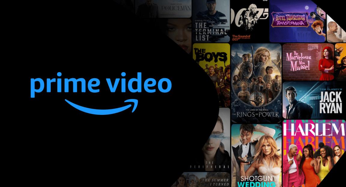 Amazon Prime Video logo with selection of movies and TV shows.