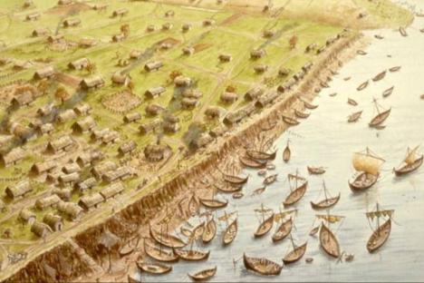 Illustration of early medieval London, c. 770â950.