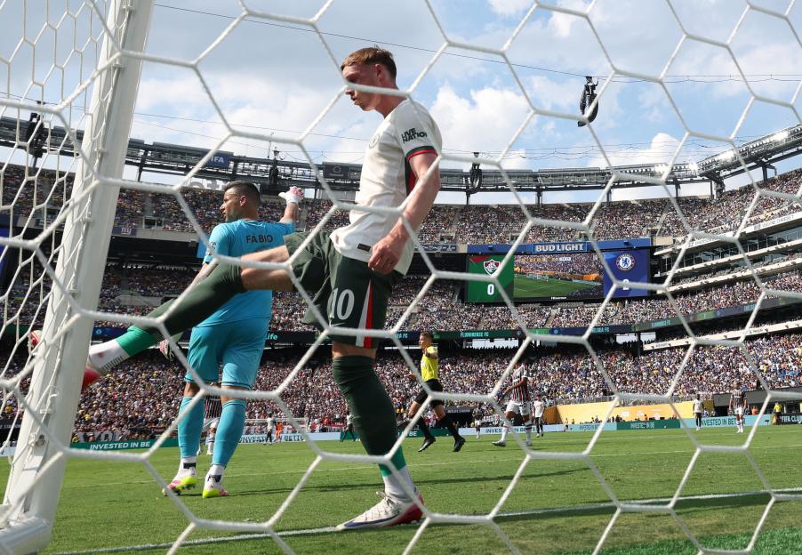 Chelsea's Cole Palmer reacts after a missed goal.