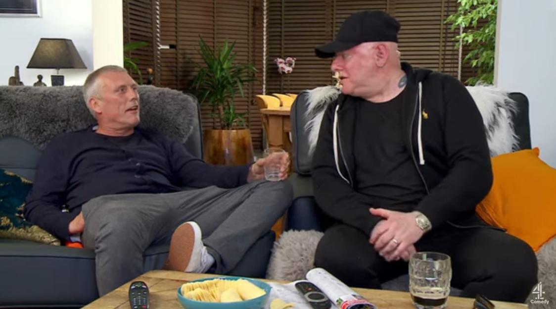 Bez and Shaun from Gogglebox sitting on a couch.