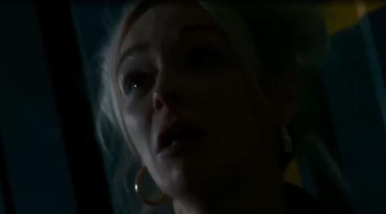 A scared woman's face.