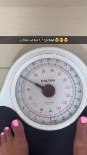 Feet on a bathroom scale.