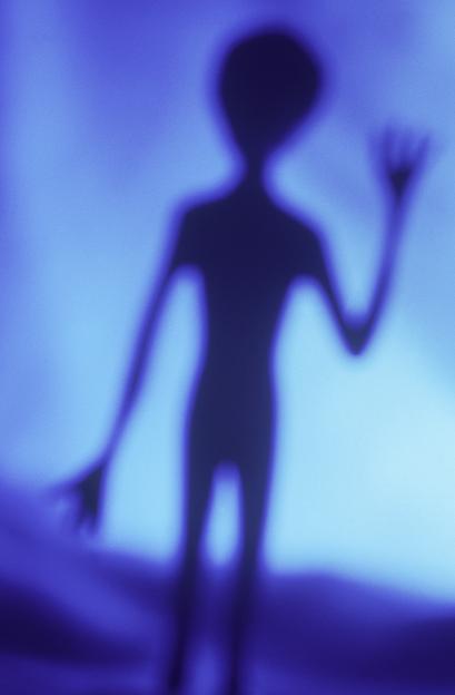 Blurred image of an alien waving.