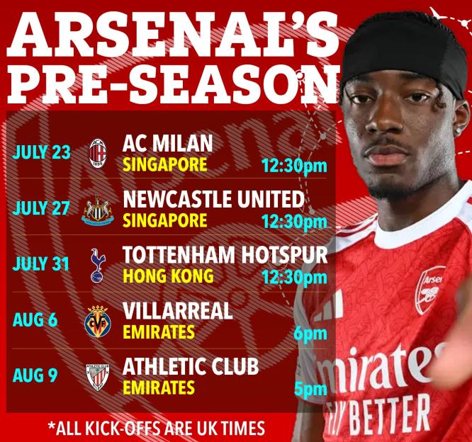 Arsenal's pre-season schedule.