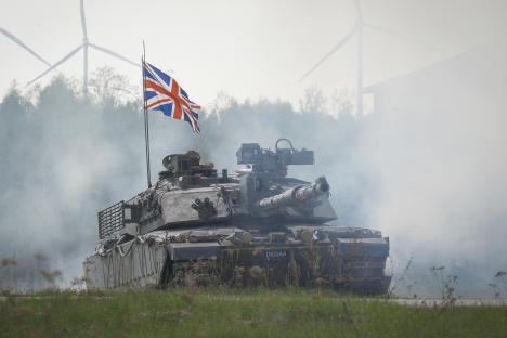 British Challenger 2 tank at NATO Spring Storm exercise.