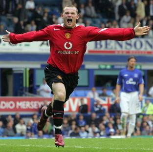 Wayne Rooney of Manchester United celebrating a goal.