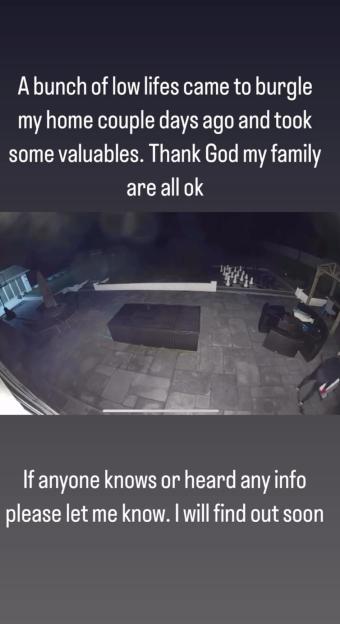 Nighttime security camera footage of a burglarized home.