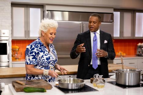 Anne Burrell and Craig Melvin cooking on The Today Show.