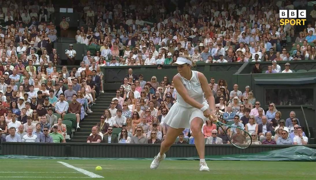 Anastasia Pavlyuchenkova playing tennis at Wimbledon.