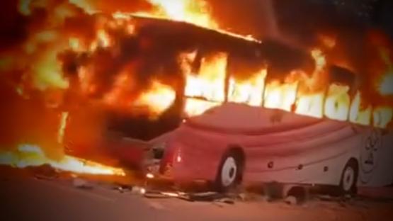 Burning bus.