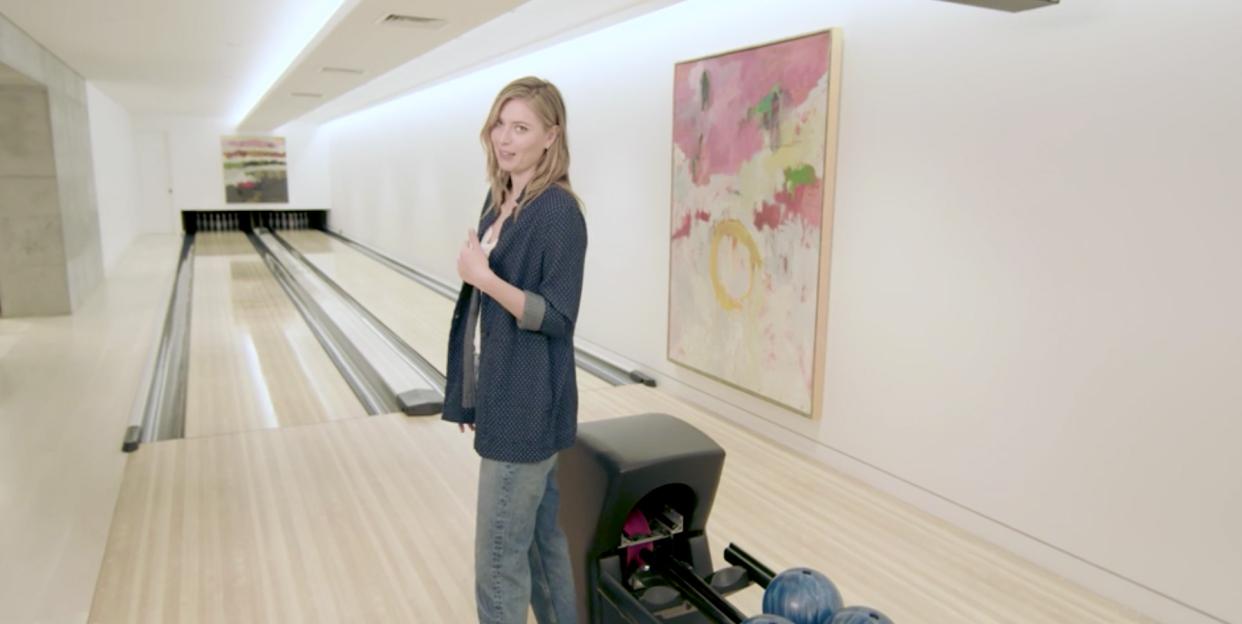Maria Sharapova in her home bowling alley.