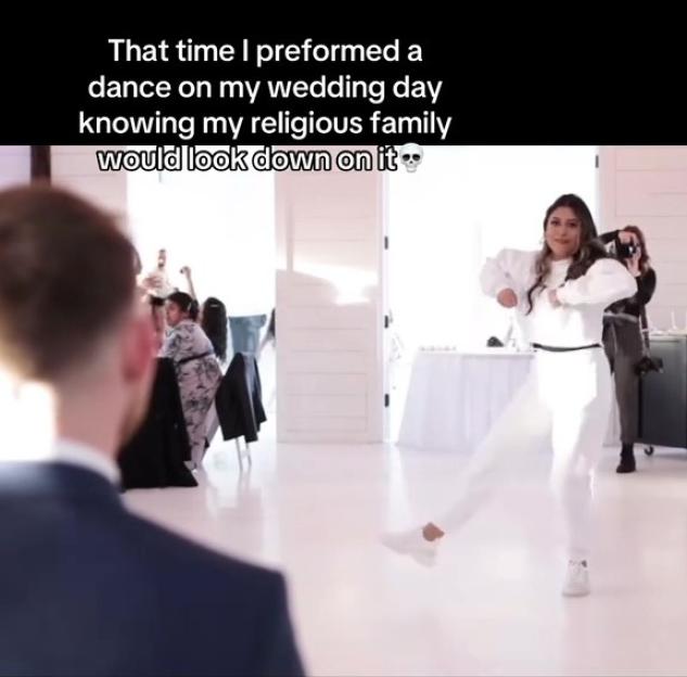 Bride dancing at her wedding.