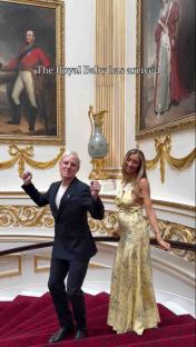 Couple dancing in Buckingham Palace; text overlay: