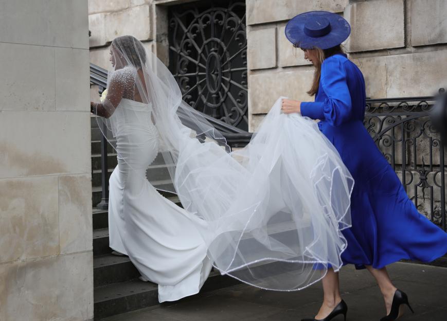 Mel B in wedding dress at St Paul's Cathedral.