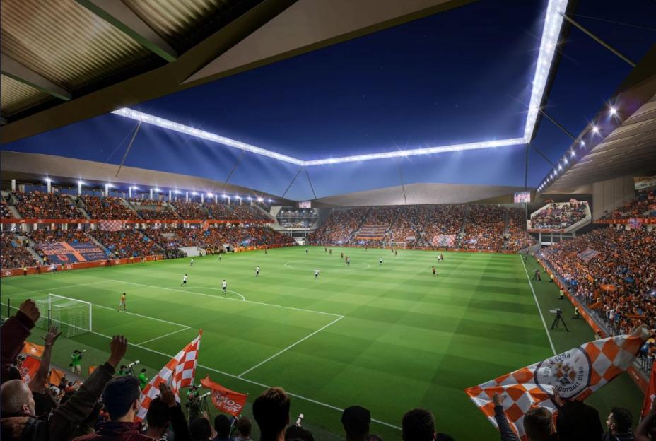 Illustration of Luton Town's new stadium.